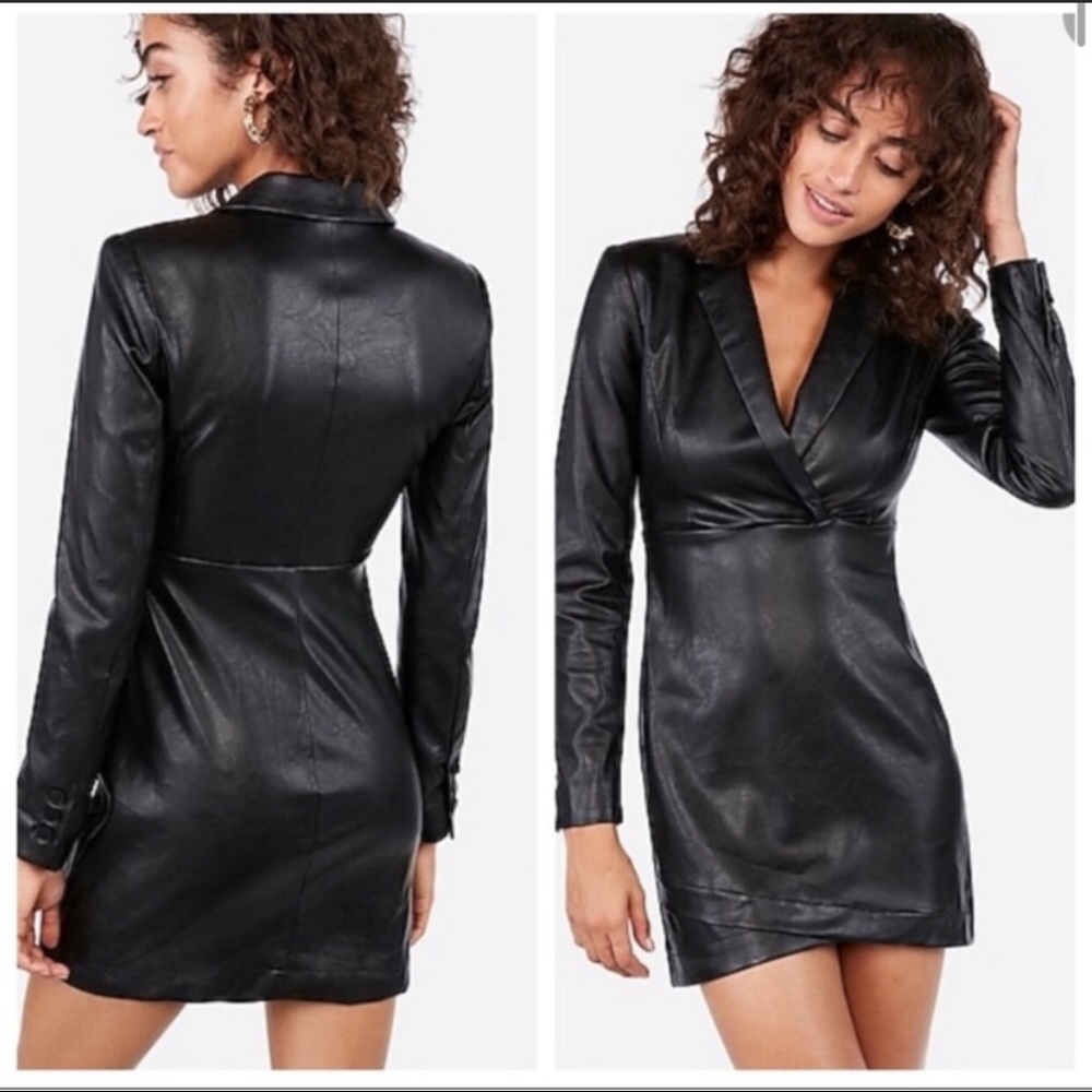 EXPRESS X NEGIN MIRSALEHI Black Leather Mini Dress